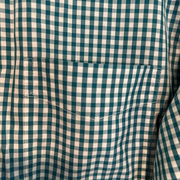 LL Bean Men’s L Dress Shirt Small Checker Teal & White Wrinkle Resist. reg. fit - Picture 10 of 10